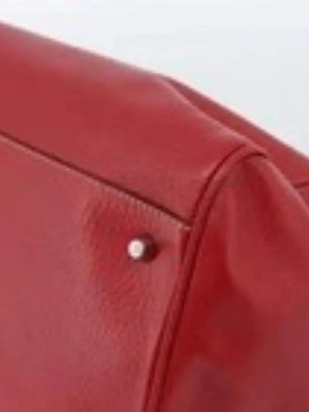 PRADA Hand Bag Leather Red Silver Auth